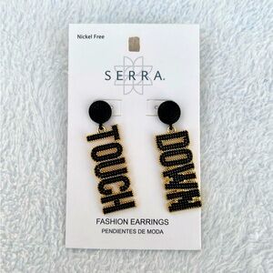 NWT Earrings Football Touch Down Game Day  Black & Gold